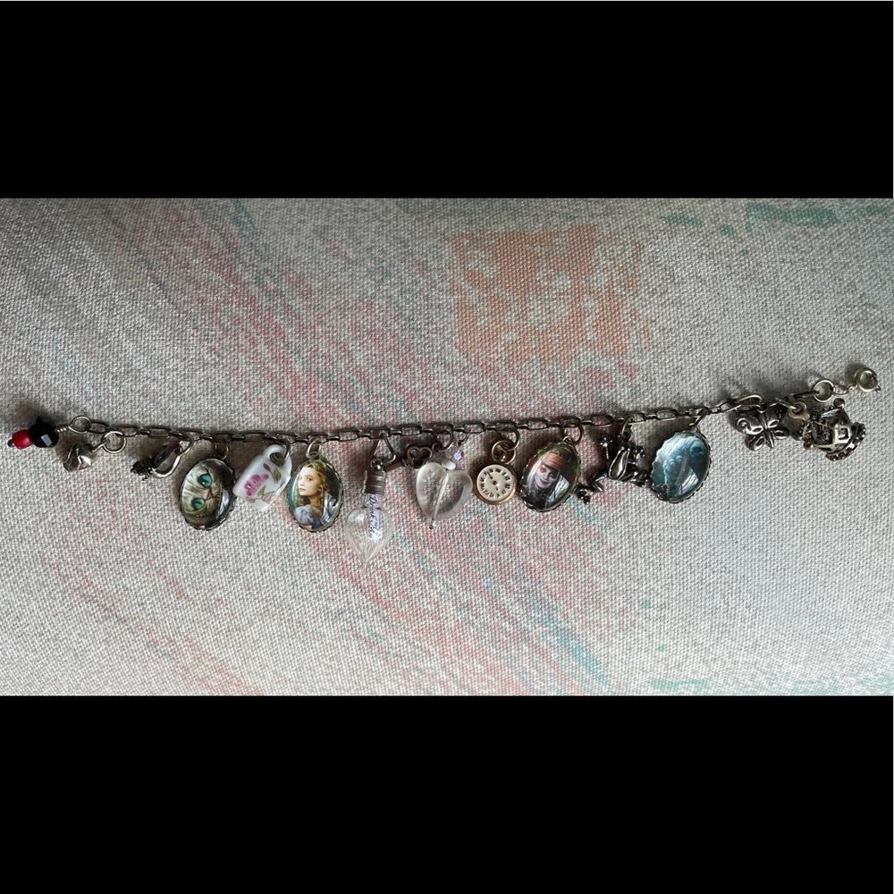 Hand crafted Alice in Wonderland charm bracelet